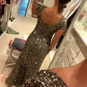 Long metallic colored sequins dress